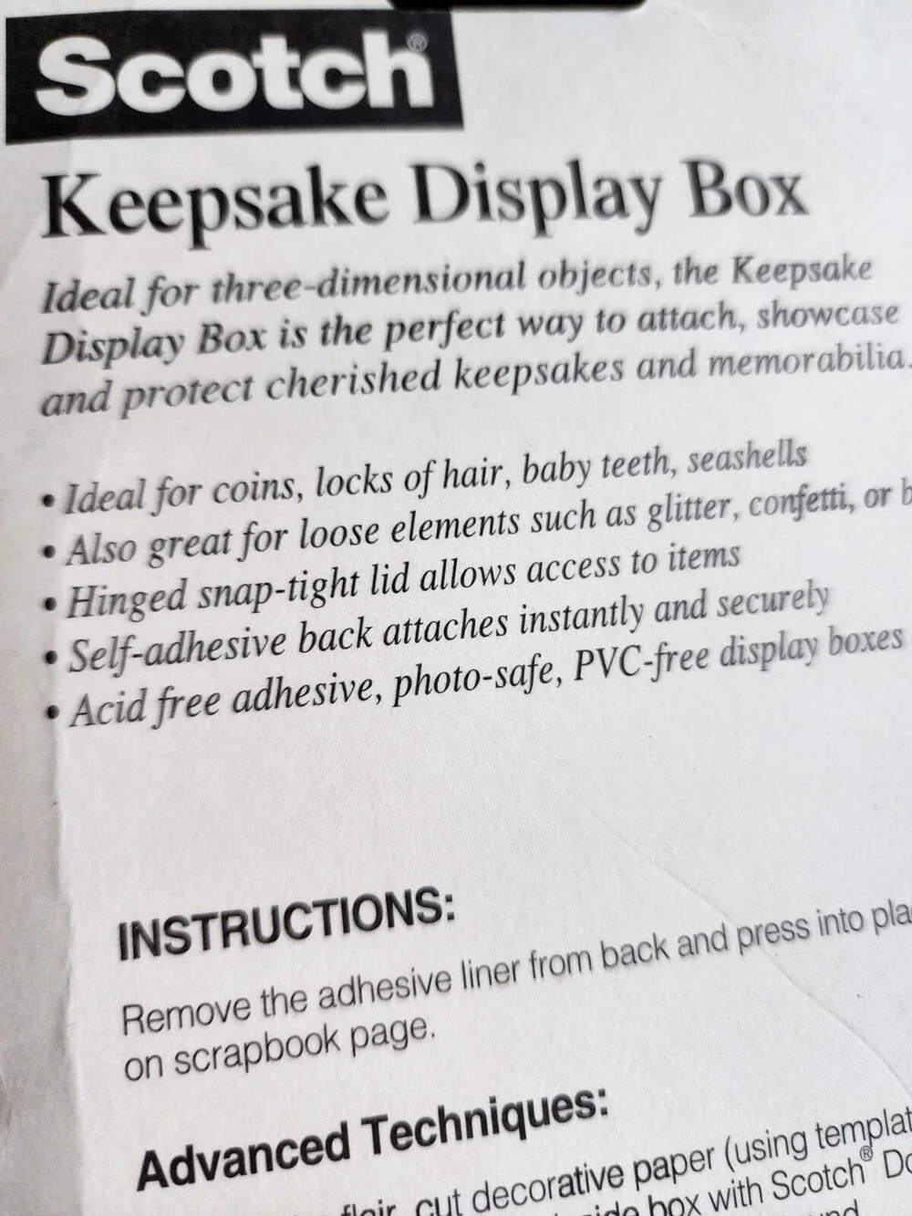 Scotch Keepsake Display Box Photo Safe Scrapbook 3'x4.5